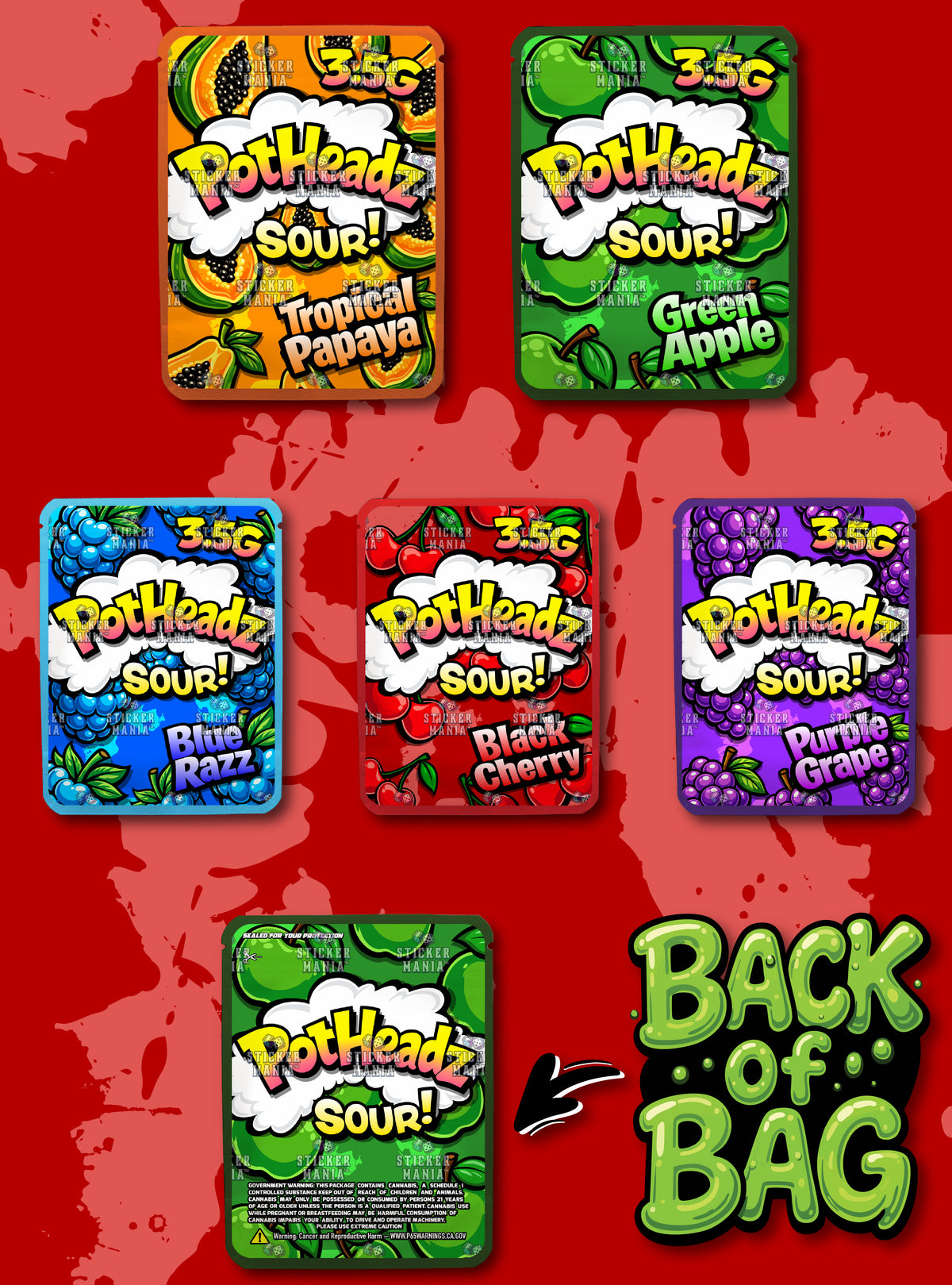Pot Headz | 3.5G Sticker Bags