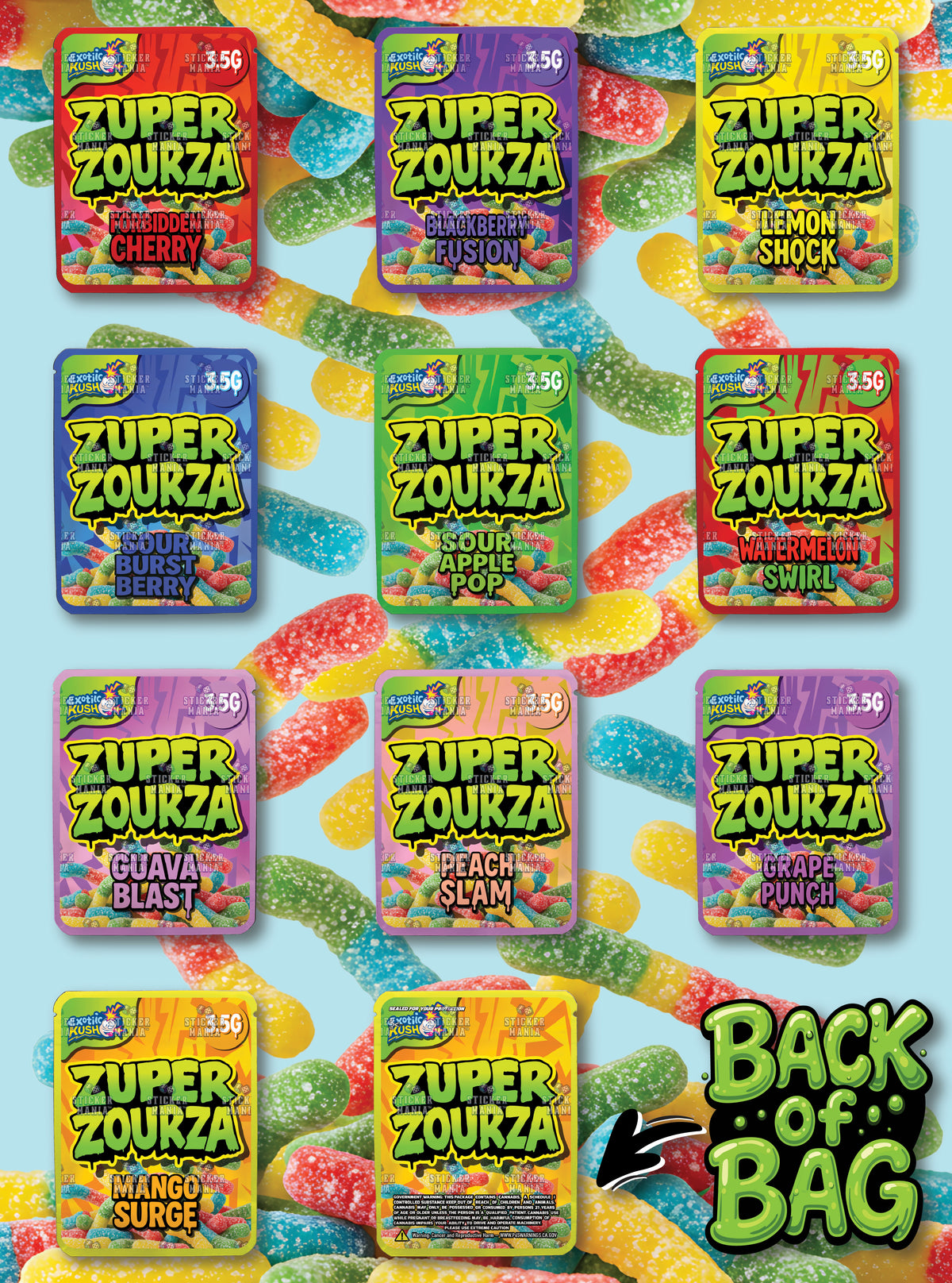 Zuper Zour Za | 3.5G Sticker Bags