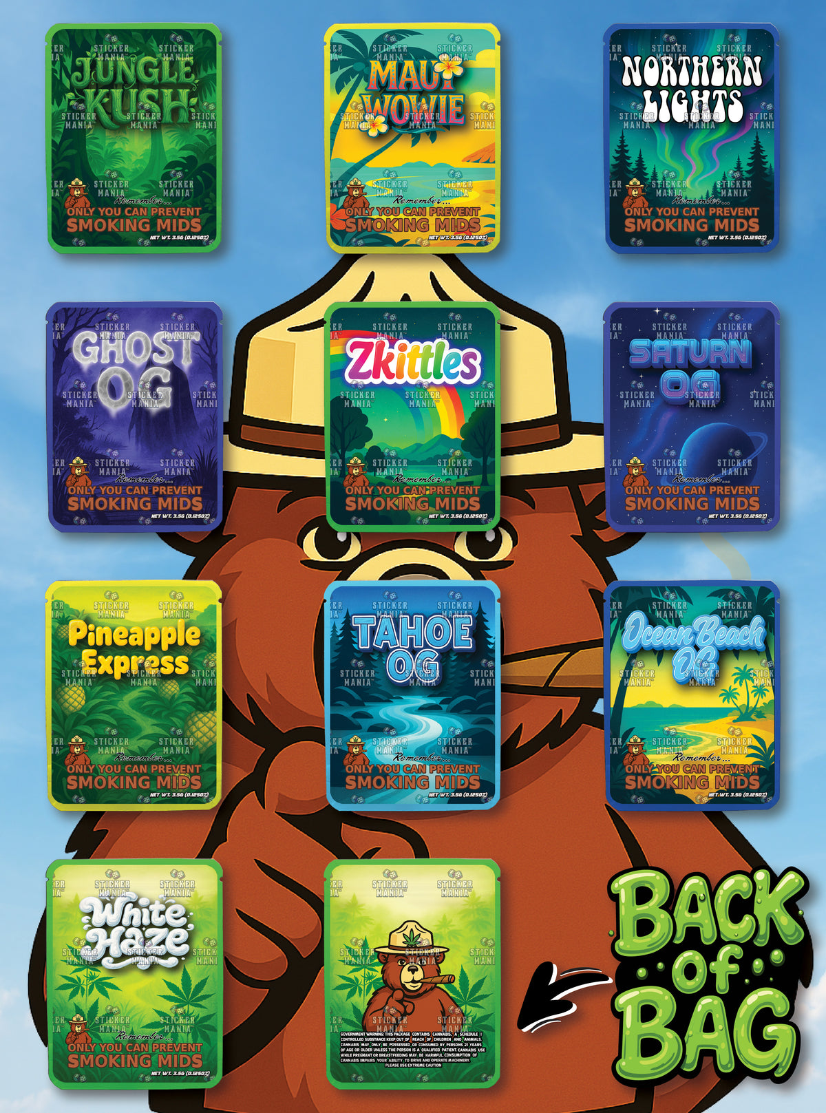 Smokey Bear | 3.5G Sticker Bags