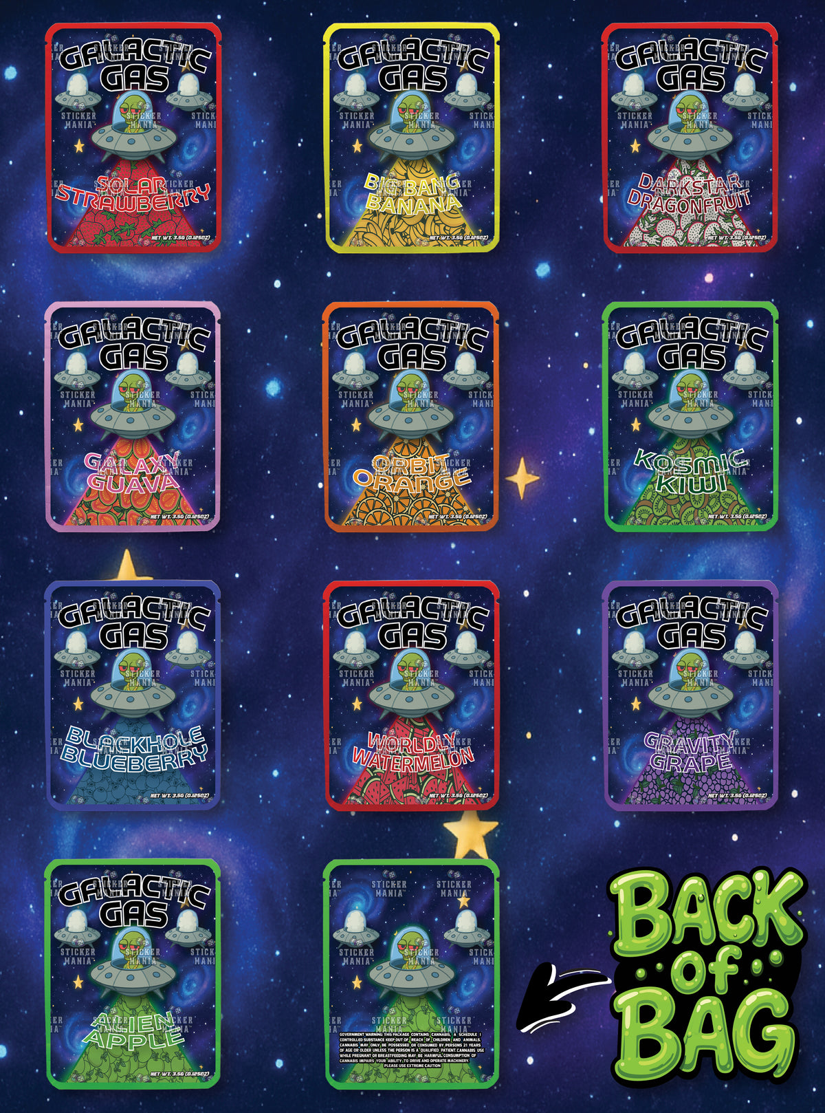 Galactic Gas | 3.5G Sticker Bags