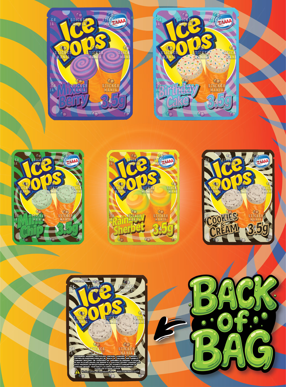 Ice Pops | 3.5G Sticker Bags