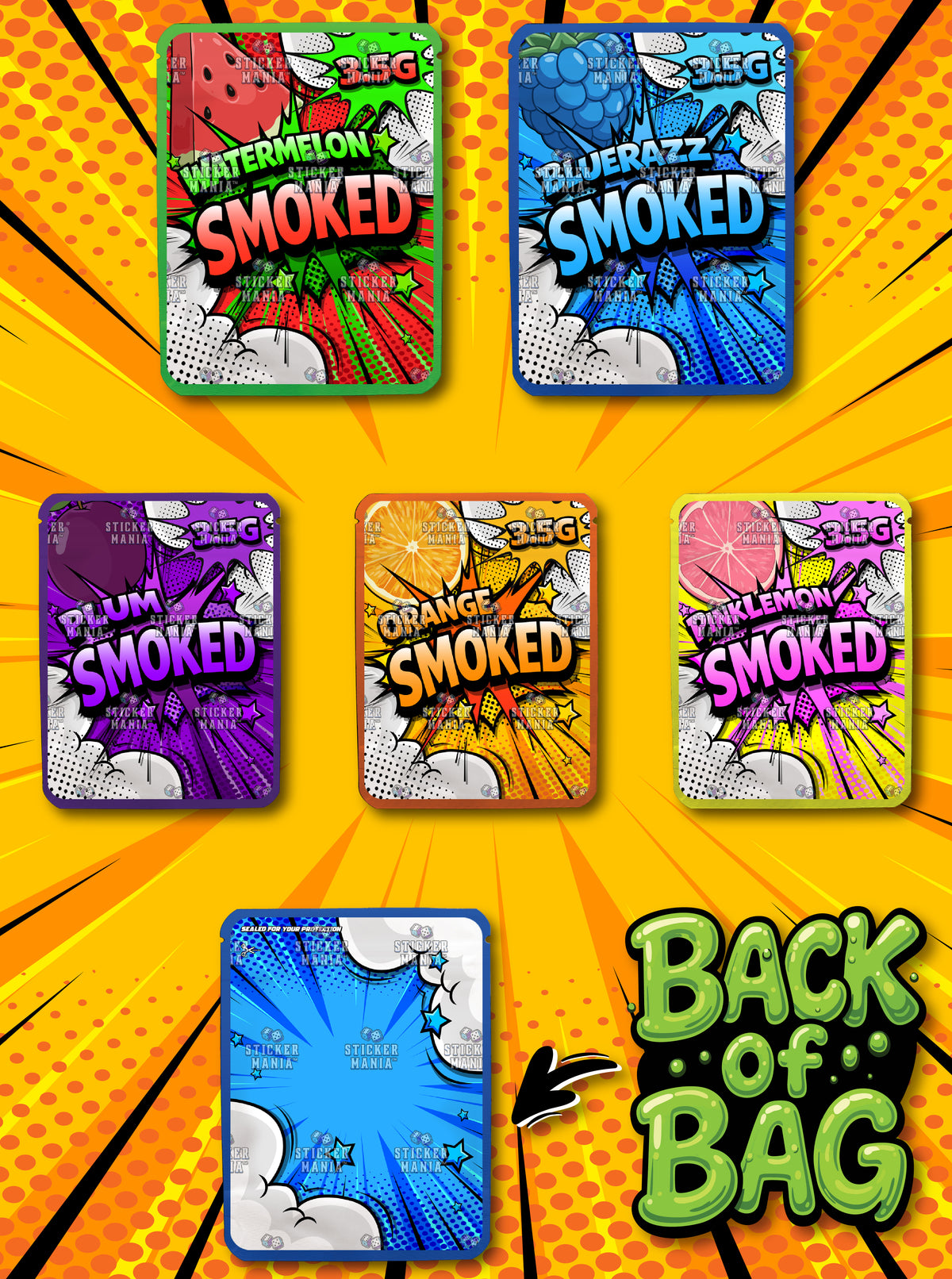 Smoked | 3.5G Sticker Bags