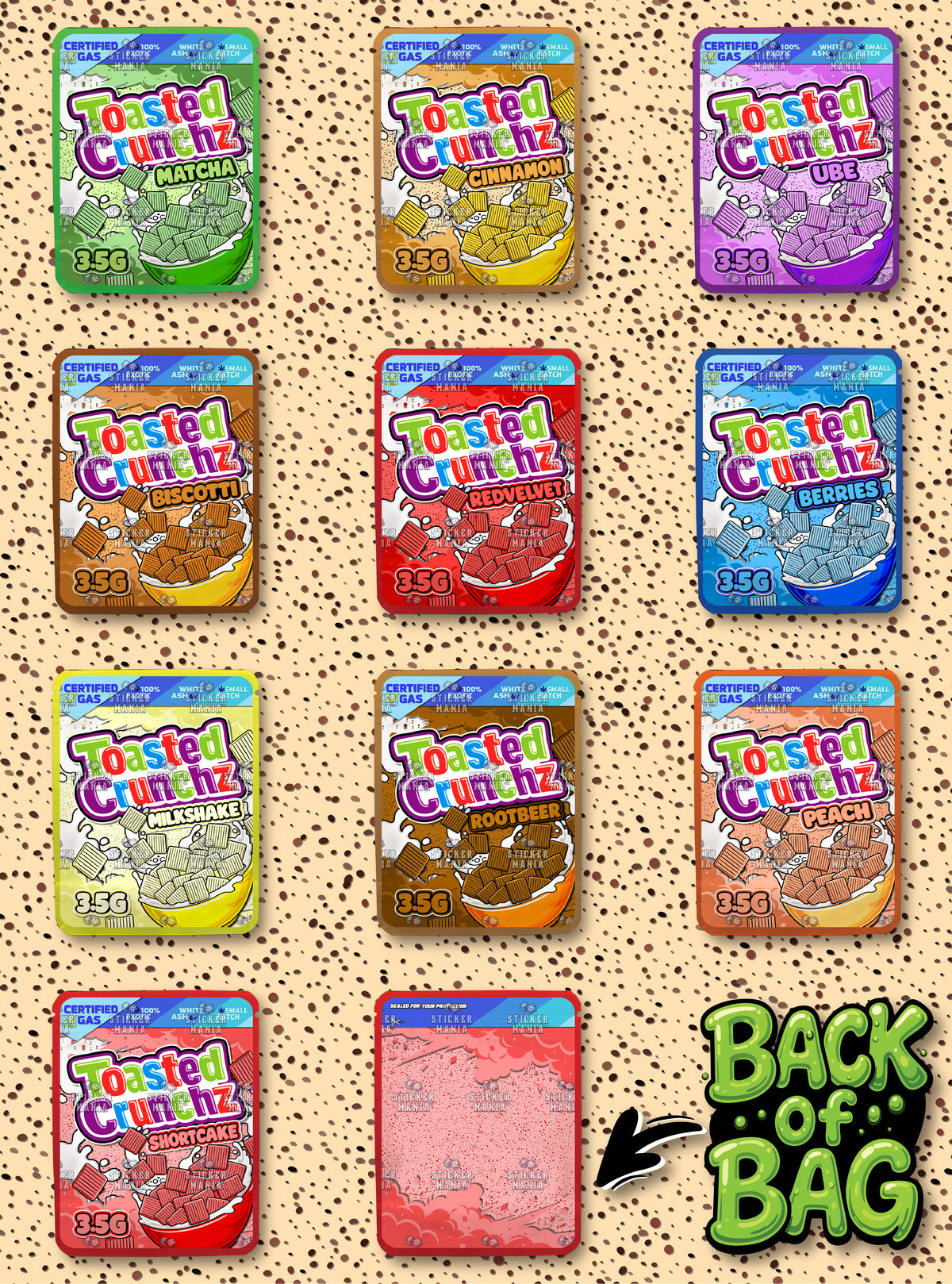 Toasted Crunchz | 3.5G Sticker Bags