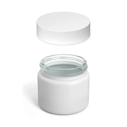 2oz Matte White Glass Jar with Child-Resistant Lid
