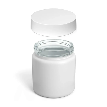 3oz White Black Glass Jar with Child-Resistant Lid